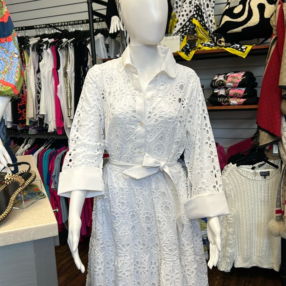 DREYBPL White Crochet Little Bo Peep Dress by GRETCHEN SCOTT